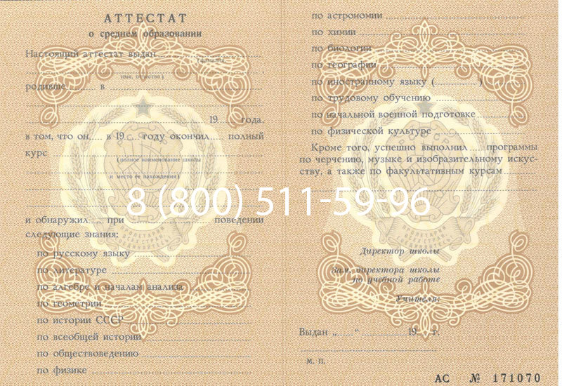 Купить Аттестат за 11 класс до 1994 в Балашихе